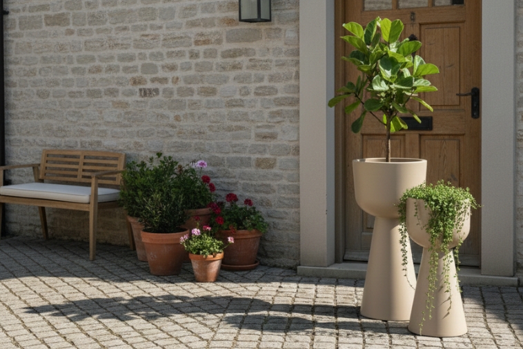 Ogrodowe donice nowoczesne beżowe Zendo